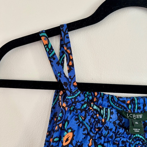 J. Crew Factory Blue Paisley Cotton Sundress Scoop Neck with Belt Size XS - Picture 4 of 14